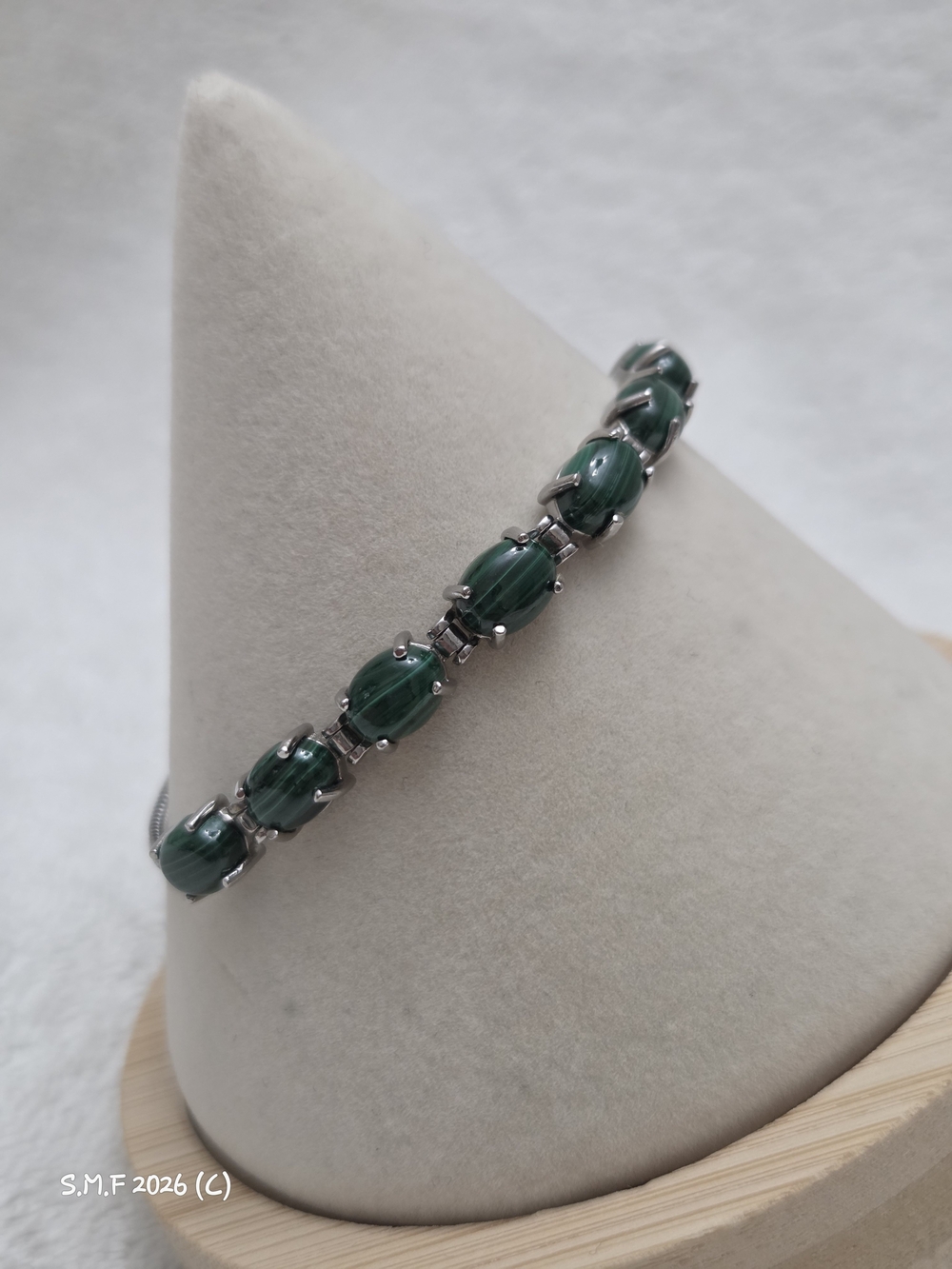 African Malachite Bolo Bracelet in Stainless Steel